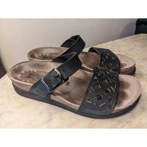 Mephisto Hirena Womens Sz 6 US  36 Black Flip Flop Walk Slides Sandal Air Relax